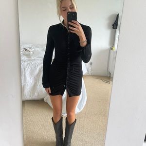 Black mini collared dress